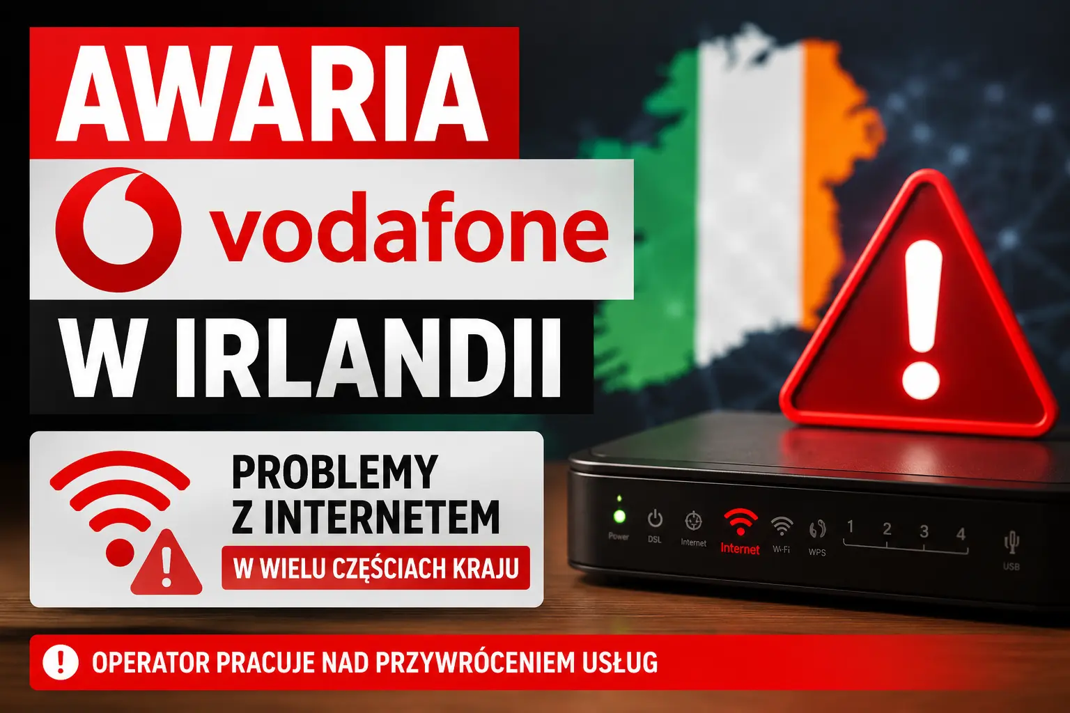 Duża awaria Vodafone w Irlandii. Problemy z internetem w wielu częściach kraju